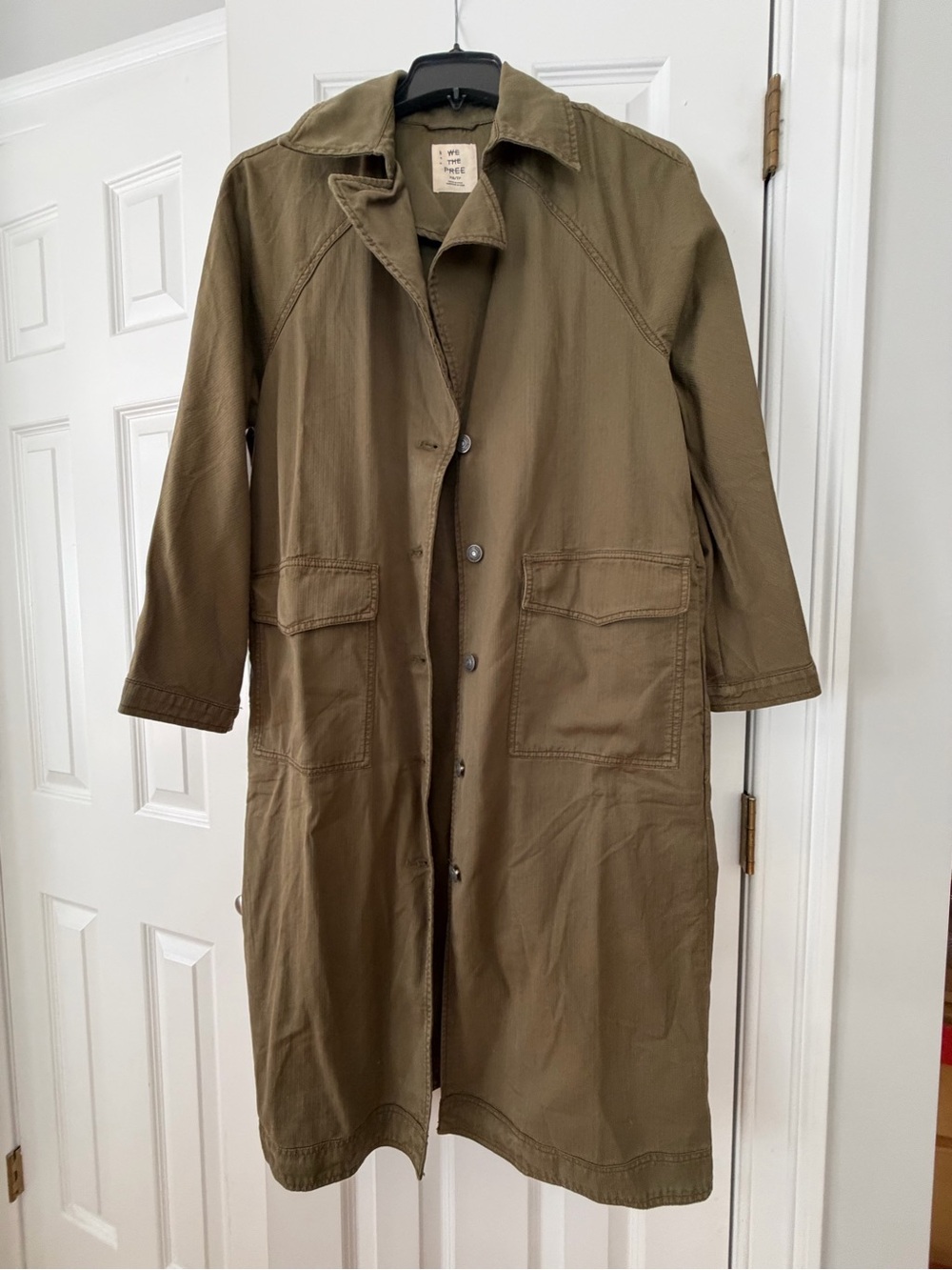 We the Free NWOT army green trench coat.